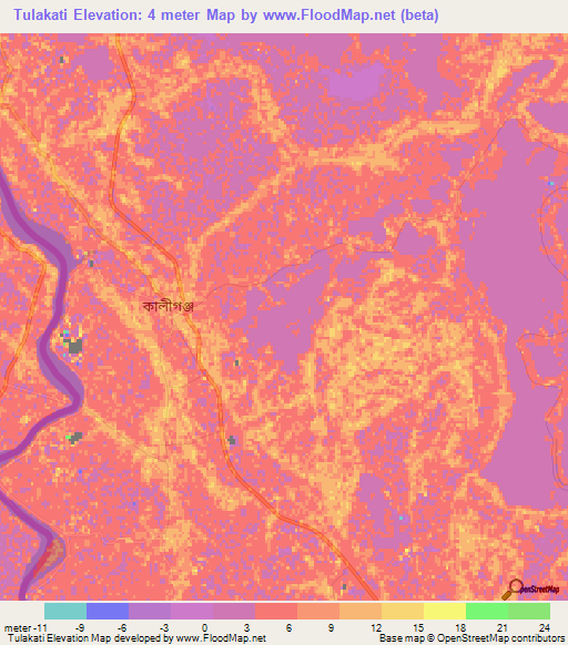 Tulakati,Bangladesh Elevation Map