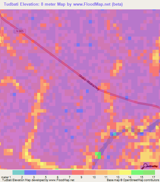 Tudbati,Bangladesh Elevation Map