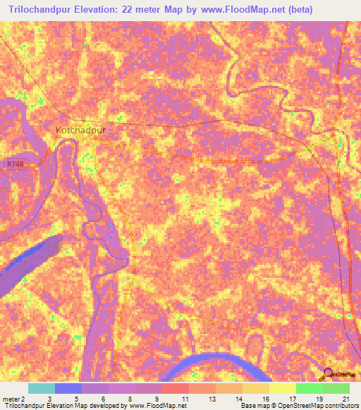 Trilochandpur,Bangladesh Elevation Map