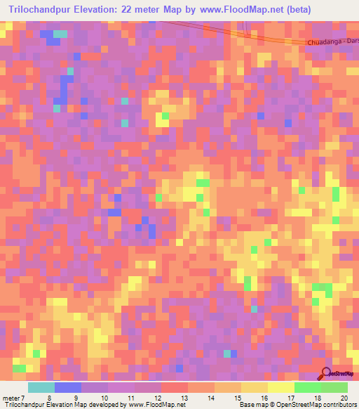 Trilochandpur,Bangladesh Elevation Map