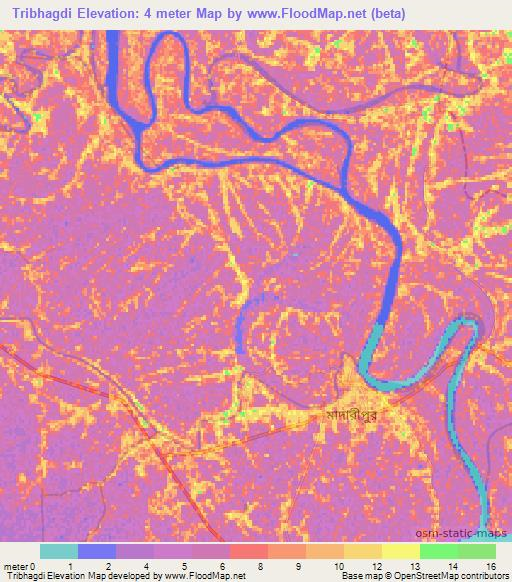 Tribhagdi,Bangladesh Elevation Map