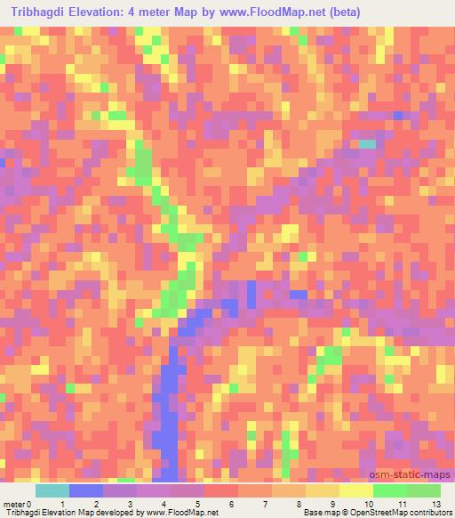 Tribhagdi,Bangladesh Elevation Map