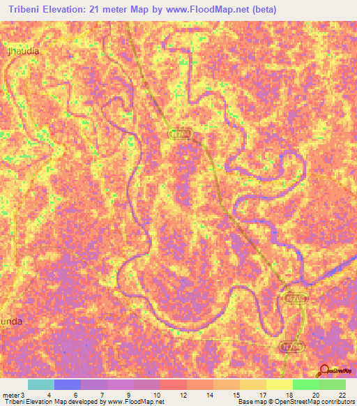 Tribeni,Bangladesh Elevation Map