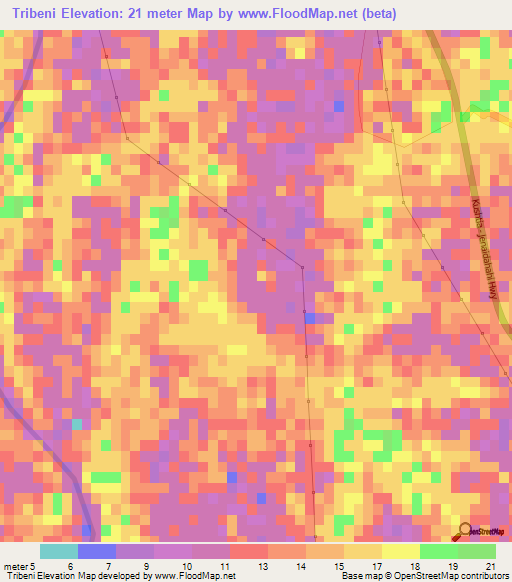 Tribeni,Bangladesh Elevation Map