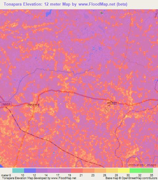 Tonapara,Bangladesh Elevation Map