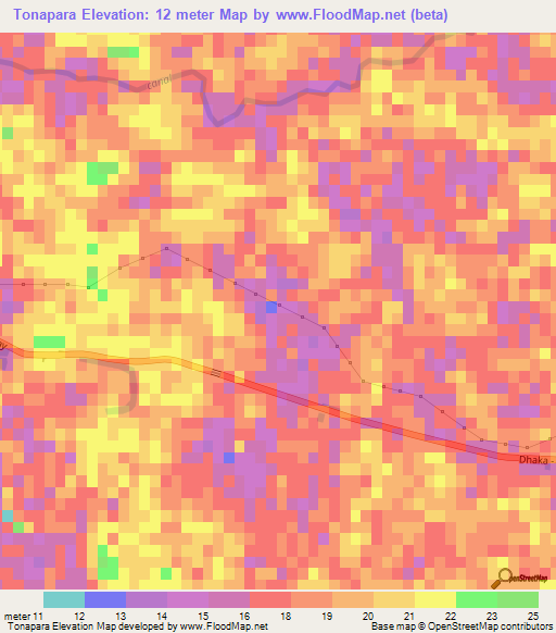 Tonapara,Bangladesh Elevation Map