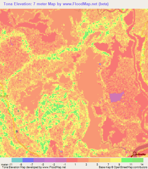 Tona,Bangladesh Elevation Map