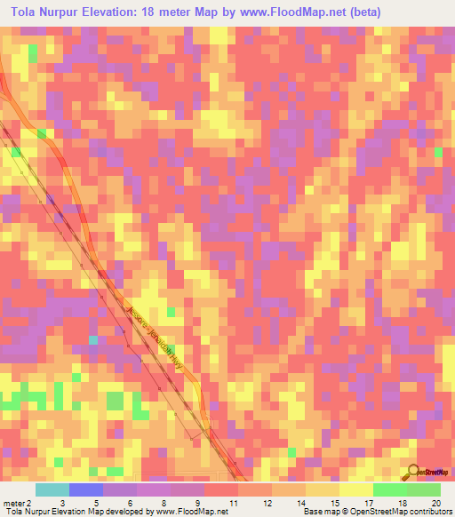 Tola Nurpur,Bangladesh Elevation Map