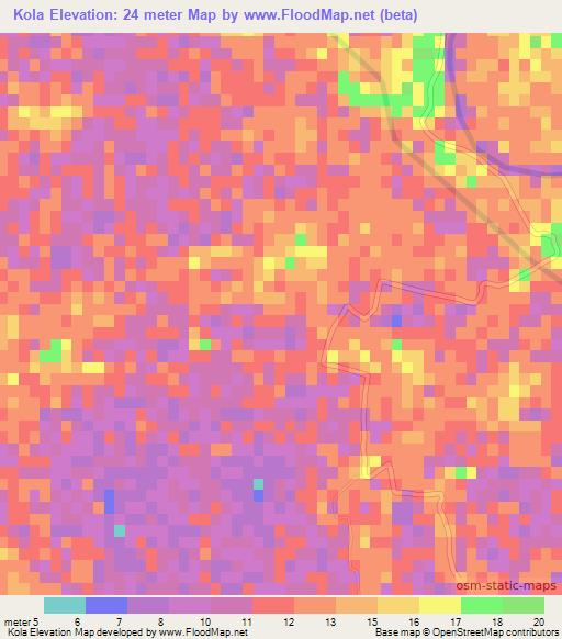 Kola,Bangladesh Elevation Map