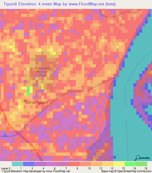 Tipurdi,Bangladesh Elevation Map