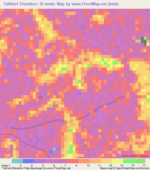 Talkhari,Bangladesh Elevation Map