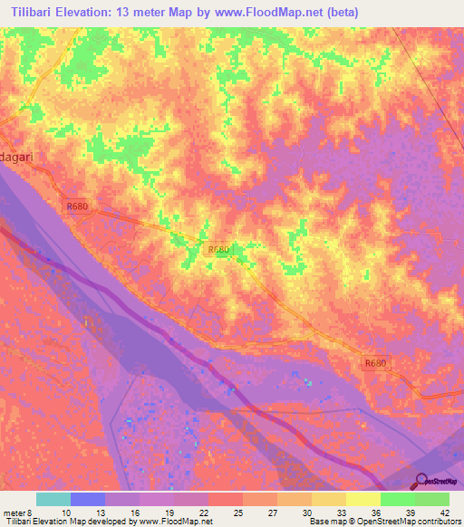 Tilibari,Bangladesh Elevation Map