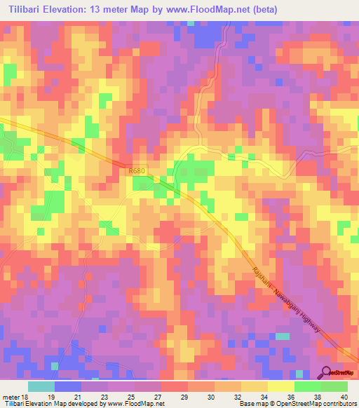 Tilibari,Bangladesh Elevation Map