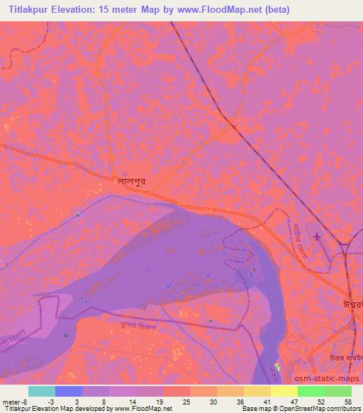 Titlakpur,Bangladesh Elevation Map