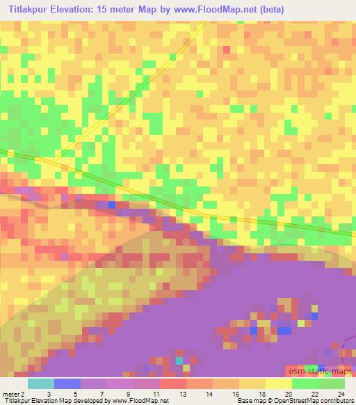 Titlakpur,Bangladesh Elevation Map