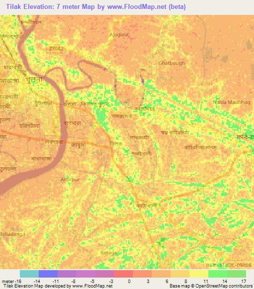 Tilak,Bangladesh Elevation Map