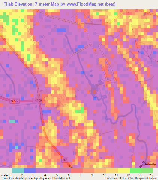 Tilak,Bangladesh Elevation Map