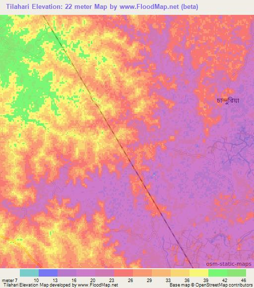 Tilahari,Bangladesh Elevation Map