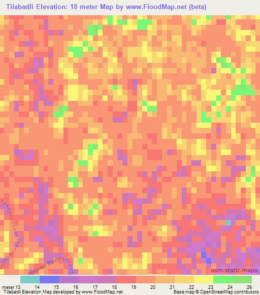 Tilabadli,Bangladesh Elevation Map