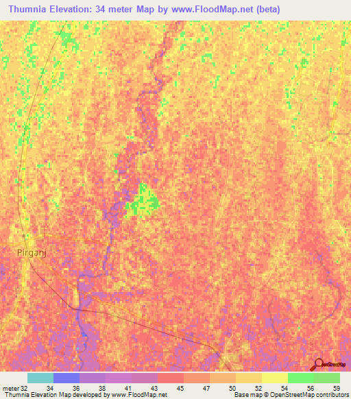 Thumnia,Bangladesh Elevation Map