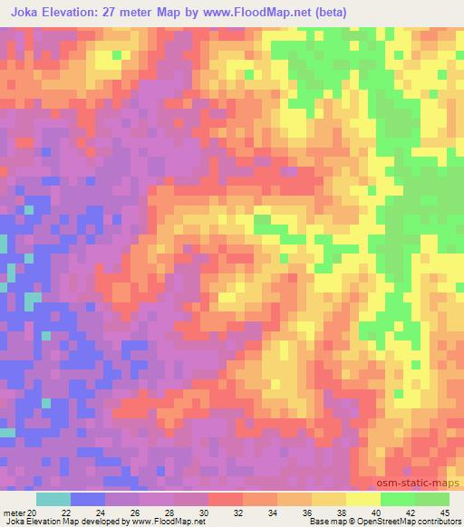 Joka,Bangladesh Elevation Map