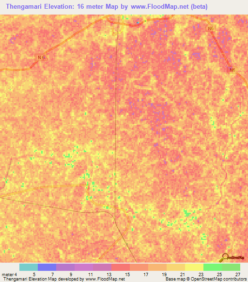 Thengamari,Bangladesh Elevation Map