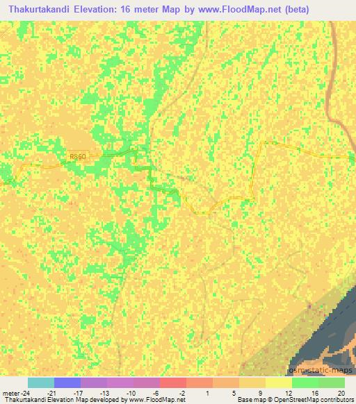 Thakurtakandi,Bangladesh Elevation Map