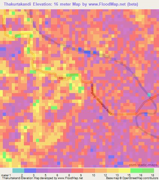 Thakurtakandi,Bangladesh Elevation Map