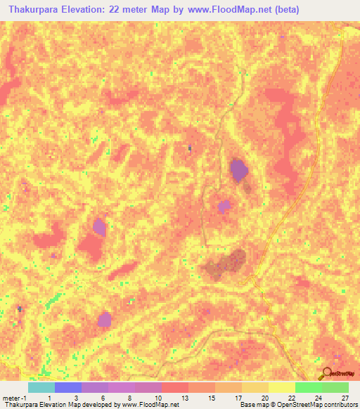 Thakurpara,Bangladesh Elevation Map