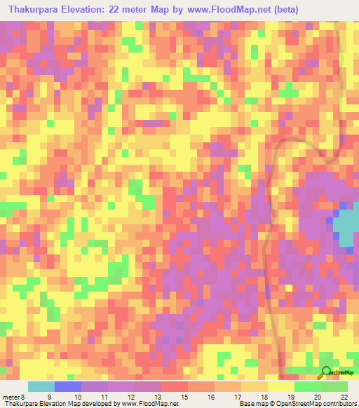 Thakurpara,Bangladesh Elevation Map