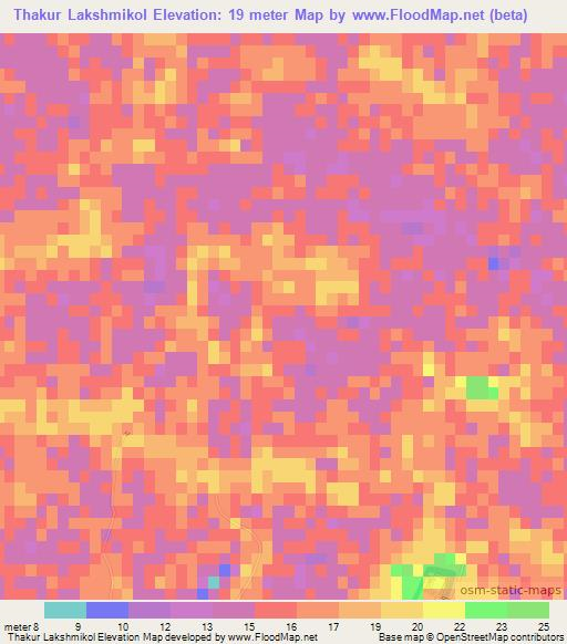 Thakur Lakshmikol,Bangladesh Elevation Map