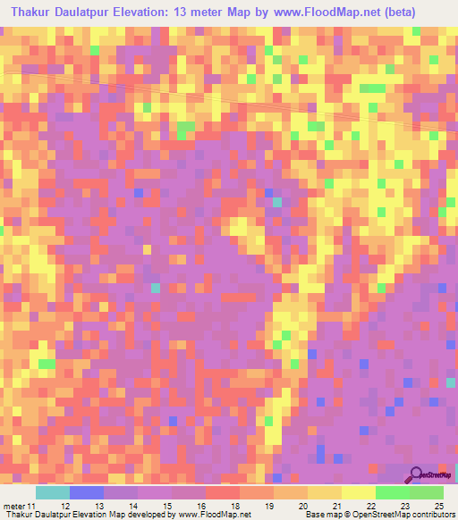 Thakur Daulatpur,Bangladesh Elevation Map