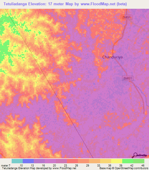 Tetuliadanga,Bangladesh Elevation Map