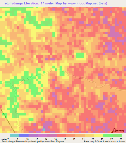 Tetuliadanga,Bangladesh Elevation Map