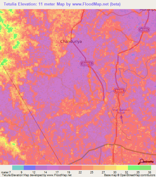 Tetulia,Bangladesh Elevation Map