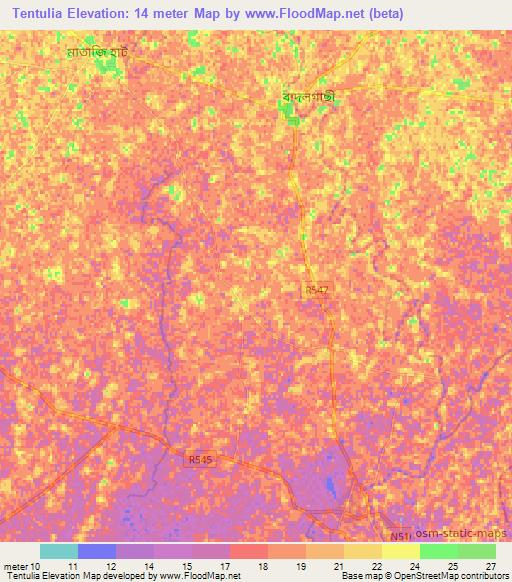 Tentulia,Bangladesh Elevation Map