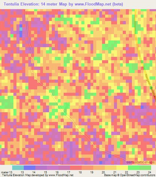 Tentulia,Bangladesh Elevation Map