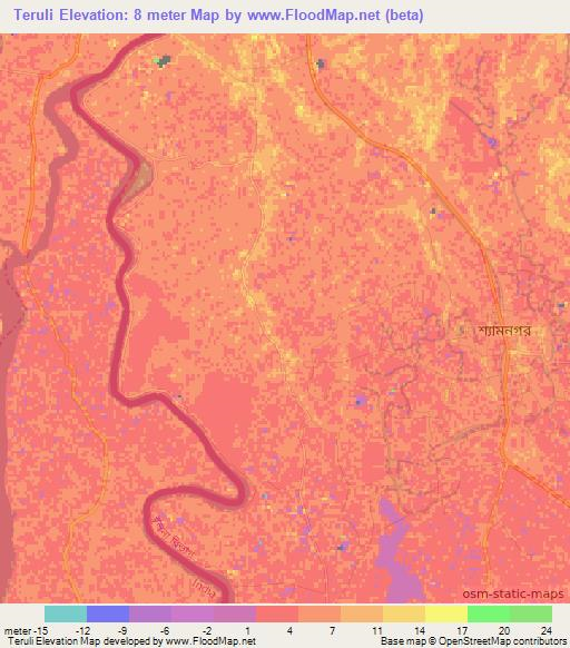 Teruli,Bangladesh Elevation Map