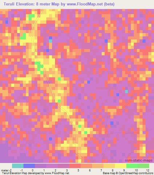 Teruli,Bangladesh Elevation Map