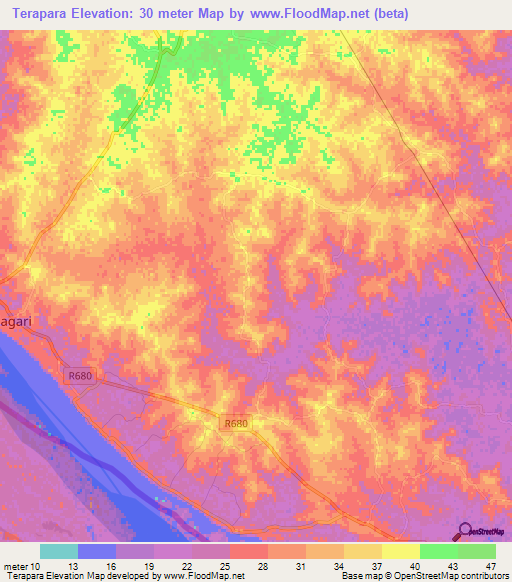 Terapara,Bangladesh Elevation Map