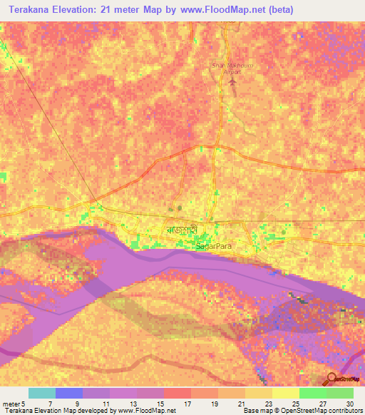 Terakana,Bangladesh Elevation Map