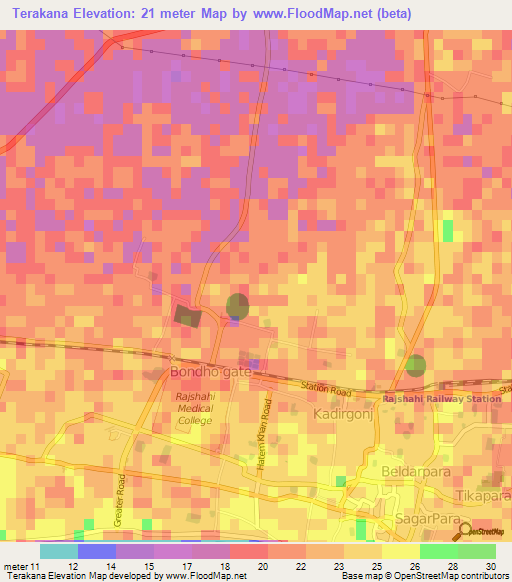 Terakana,Bangladesh Elevation Map