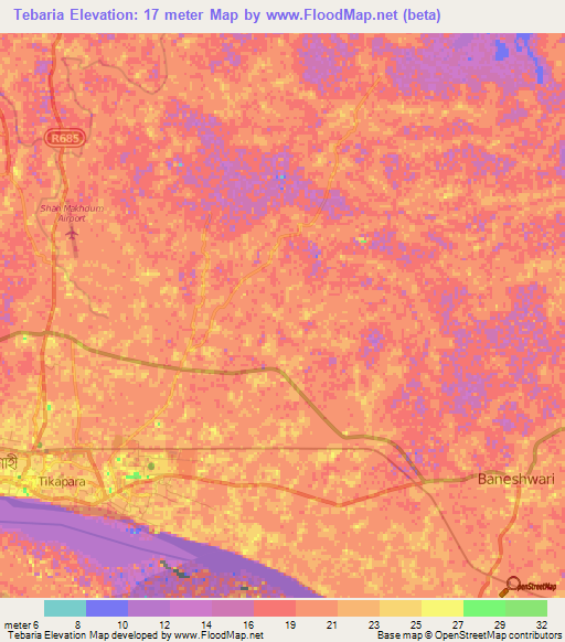 Tebaria,Bangladesh Elevation Map