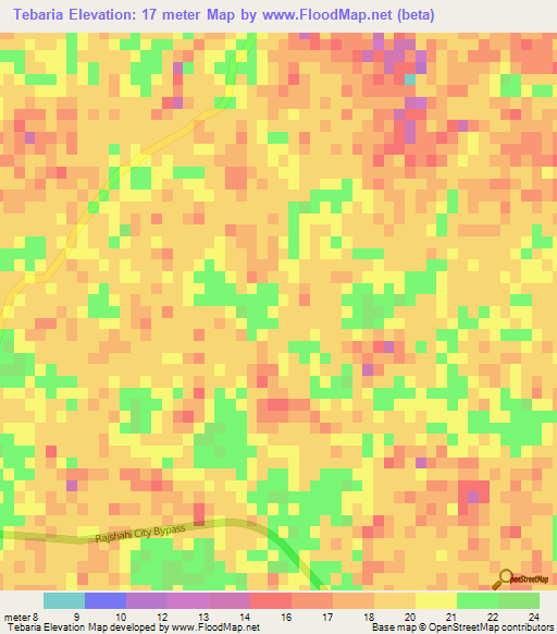 Tebaria,Bangladesh Elevation Map