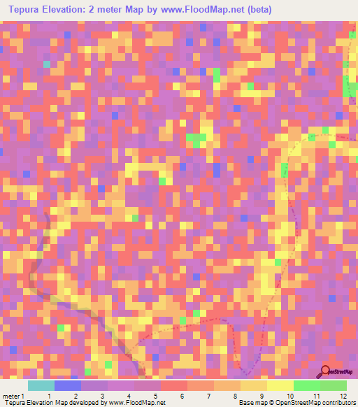 Tepura,Bangladesh Elevation Map