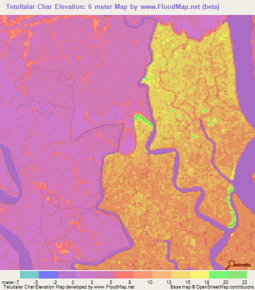 Tetultalar Char,Bangladesh Elevation Map