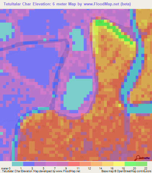 Tetultalar Char,Bangladesh Elevation Map