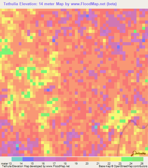 Tethulia,Bangladesh Elevation Map