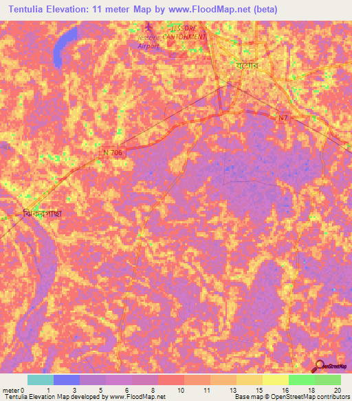 Tentulia,Bangladesh Elevation Map