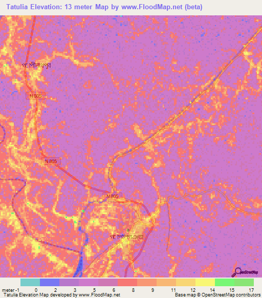 Tatulia,Bangladesh Elevation Map